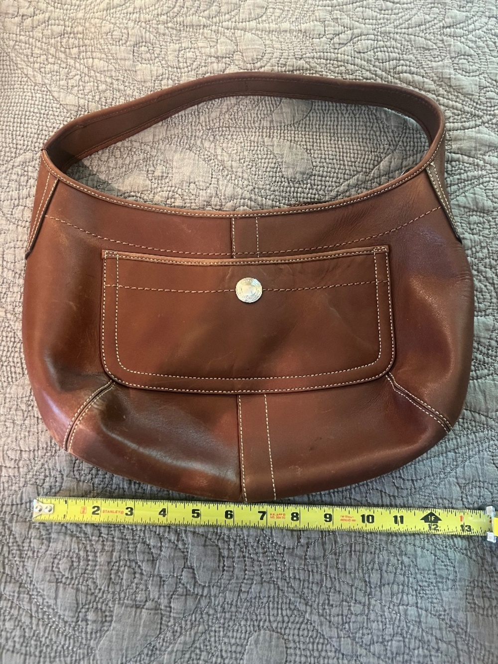 Vintage Coach Brown Leather Ergo Legacy Hobo Bag Nice Condition! Plaid inside
